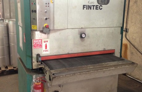 FINTECH grinder, width 1100 mm, 2 belts, year 2004, with chips exhauster (made of stainless steel)