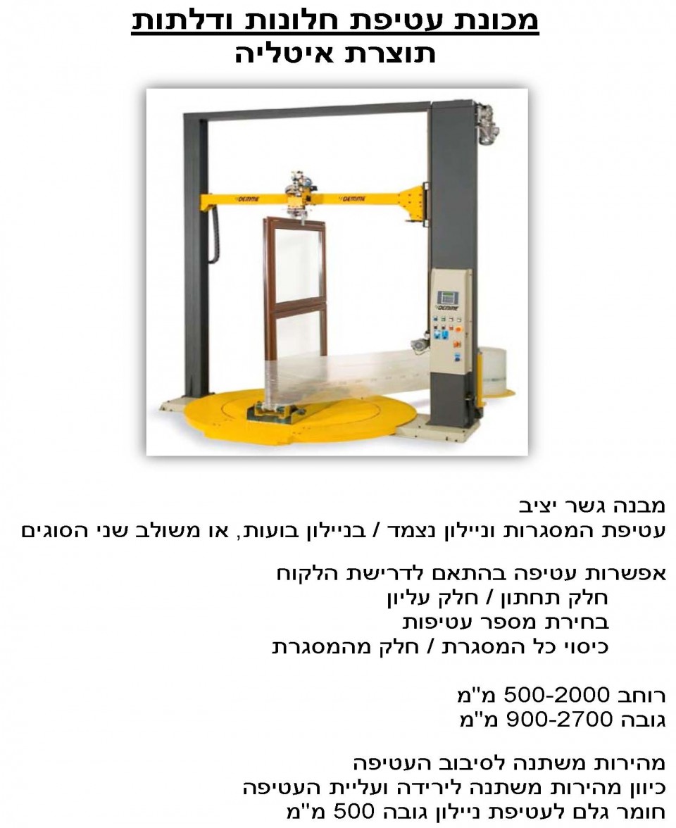 מכונת עטיפת חלונות ודלתות